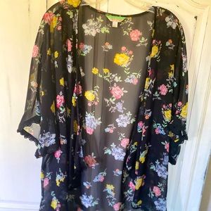 Decree Vibrantly Colorful Floral Cardigan